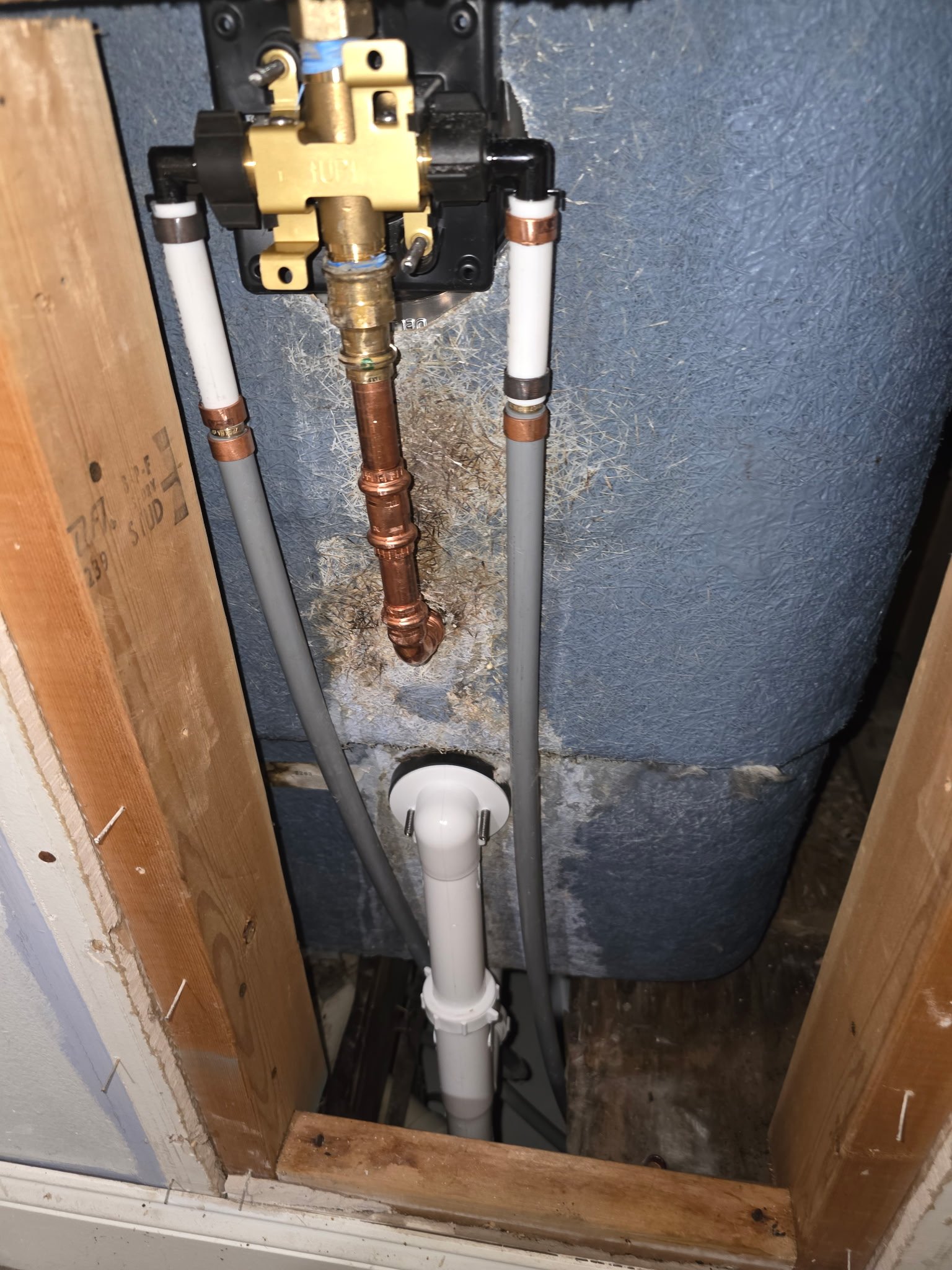 Int Shower Valve Install 1 plumbing work photo by Burcham's Plumbing, licensed plumber Yadkinville NC and Piedmont Triad
