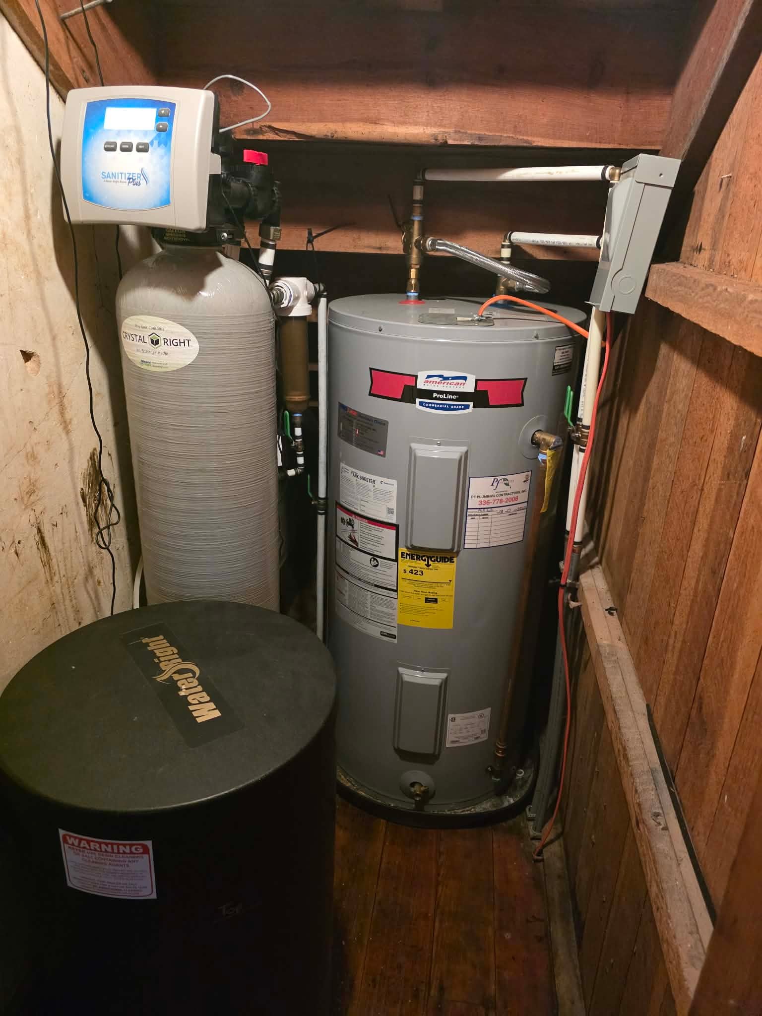 Int Water Heater and Softener 1 plumbing work photo by Burcham's Plumbing